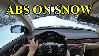 Anti lock brake system sound (ABS sound)when braking on snow