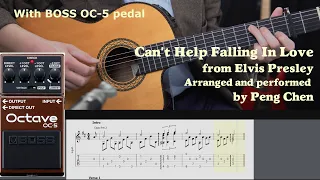 Can't Help Falling In Love + Boss OC-5 Pedal Review + TAB PDF Fingerstyle Guitar