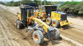 Great Team Grader Plowing Gravel & Trimming Roads Activities | Liugong Grader Leveling Techniques