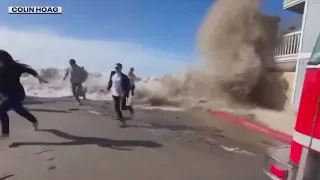 Rogue waves hit Ventura, knocking down beachgoers