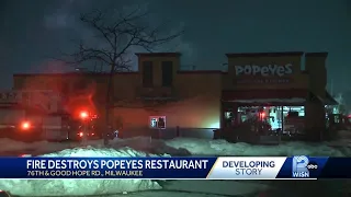 Fire destroys popular Popeyes restaurant