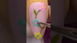 Spring Mixed Nail Art Step-by-Step For Beginner 💖Vẽ Hoa💅New Nails #short