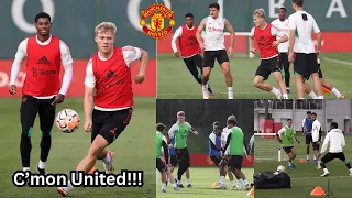 {video} Man United training today 🔥, ready for Newcastle! Hojlund, Casemiro, Rashford, Antony.