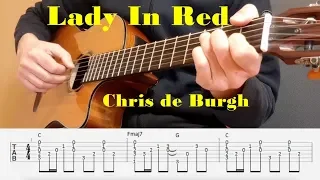 Lady In Red - Chris de Burgh - Fingerstyle guitar with tabs