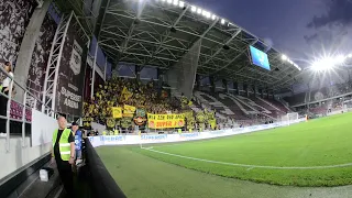 Aris Thessalonik fans away in Bucharest for the game with Dynamo Kyiv ,