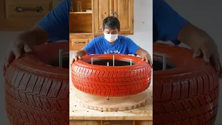 Awesome Taking Old Tire To Amazing Decoration Table #short #woodworking #trending #amazing  #diy