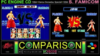 [4k] Garou Densetsu Special (PC Engine CD vs Super Famicom) Side by Side Comparison - Dual Longplay