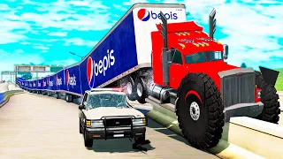 Giant Long Road Trains crashes #10 - Beamng drive
