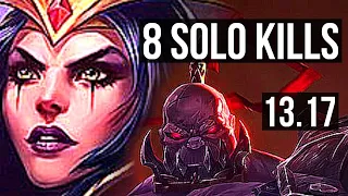 LEBLANC vs SION (TOP) | 8 solo kills, 1.2M mastery, Godlike | NA Diamond | 13.17