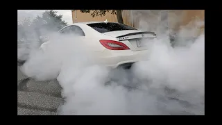 700+HP MERCEDES CLS63 AMG Burnout: Killing Old Tires the Proper Way