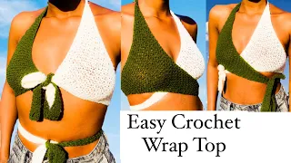 Easy Crochet Wrap Top | 3 in 1 Crochet Top | @ZxCrochets  #crochetwraptop