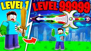 UPGRADING NOOB to GOD WEAPONS in ROBLOX (world record)