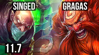 SINGED vs GRAGAS (TOP) | 2.7M mastery, 4/3/19, 500+ games | KR Master | v11.7