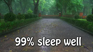 Sleep Well On A Rainy Day | Torrential Rain & Heavy Thunder Sounds In Park | Relief Stress, Insomnia