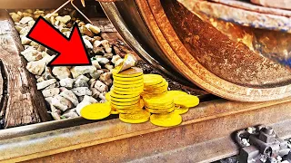 Train vs Coins - Crushing Things Experiment @TrainXperiments