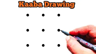 Kaaba Drawing Tutorial | How To Draw An Kaaba With 9 Dots Easy | Dots drawing