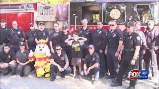 Smithfield boy, 10, battling cancer gets special escort home from hospital