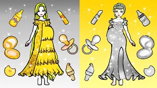 Vestir Muñecas De Papel | Gold And Silver Pregnant Mother Dress Up | Woa Doll En Spanish