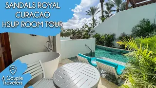 Sunchi Swim-up Club Level Jr Suite w/Patio Tranquility Soaking Tub (HSUP) Room Tour, Sandals Curacao