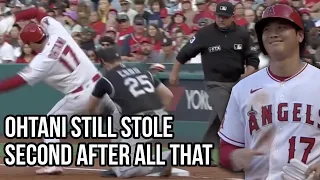 Pitcher tries to pickoff Ohtani five times and he still steals, a breakdown