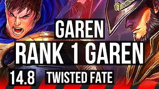 GAREN vs TWISTED FATE (TOP) | Rank 1 Garen | KR Challenger | 14.8