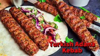 Homemade Turkish Adana Kebab Recipe | Adana Kebab With Homemade BBQ Skewers | Turkish Kebab