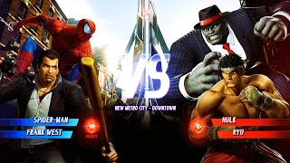 Spider Man & Frank West vs Hulk & Ryu (Hardest AI ) Marvel vs Capcom:Infinite