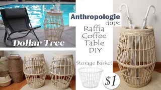 Dollar Tree DIY Raffia Coffee Table / Anthropologie DIY / Large Storage Basket DIY /