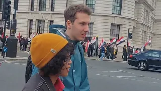 Egyptian protesters try to disrupt horseguard and horse freaks out.