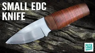 EDC (Every Day Carry) Knife with Leather Stacked Handle