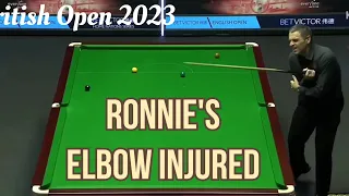 Ronnie O'sullivan Elbow Injury in British Open 2023 Snooker Championship