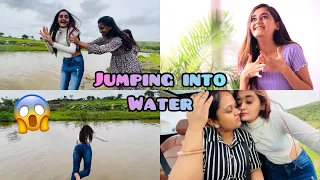 OMG 😱 My friends gave me Challenge & I Jumped into water Family Picnic at waterfall | Bindass Kavya
