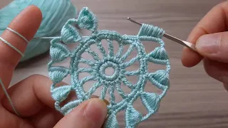 Super Easy Crochet Flower Motif Model  Knitting Love 💗 Şahane Kolay Tığ işi Örgü Modeli Yapımı