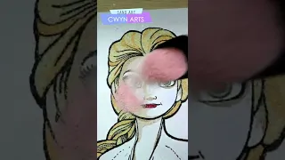 COLORING ELSA FROZEN 2 Using Sand | Easy way to color Elsa #shorts #satisfying