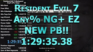 Resident Evil 7: biohazard - Any% NG+ Easy PC Speedrun in 1:29:35