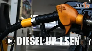Petrol prices unchanged, diesel up 1 sen