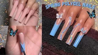 SPRING POLYGEL NAILS 3D BUTTERFLIES AND GLITTER | NAIL TUTORIAL