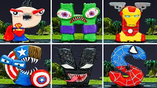 😬 Making AVENGERS in ALPHABET LORE MONSTER Sculptures with Clay | Alphabet Lore clay