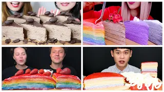 CREPE CAKE/RAİNBOW CREPE CAKE/ CHOCOLATE CREPE CAKE/ ASMR Mukbang compilation