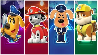 Baby bus-Sheriff Labrador🆚Paw Patrol-Marshal🆚 Police🆚Rubble 08 | Who is best?🎯in Tiles Hop EDM Rush🎶