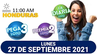 Sorteo 11 AM Resultado Loto Honduras, La Diaria, Pega 3, Premia 2, LUNES 27 de septiembre 2021