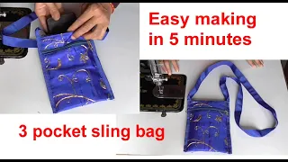 NO cut and  bag is ready - sling bag /shopping bag /cloth bag making at home / sewing tutorial