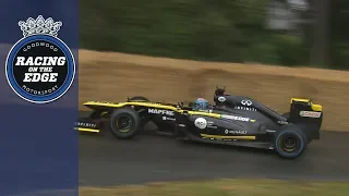 Daniel Ricciardo's slidey Renault F1 run on wet Goodwood hill