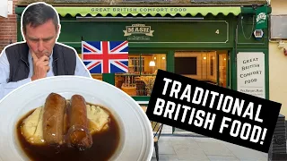 Reviewing TRADITIONAL BRITISH FOOD at a PIE, SAUSAGE AND MASH SHOP in LONDON!