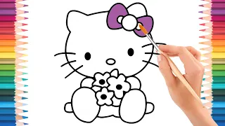 How to Coloring A HELLO KITTY step by step easy drawing for kids