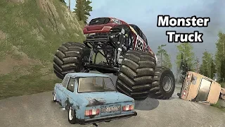 Spintires Mudrunner Monster Truck crushing cars