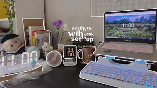 aesthetic wfh study desk set up for 2022 🍡☁️ | desk makeover + cleaning motivation