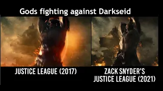 Old Gods Fighting Darseid. Comparison between Justice League (2017) vs Justice League Snyder's cut.