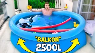 OGROMNY BASEN 2500 LITRÓW NA BALKONIE! *niebezpieczne*