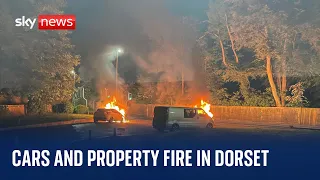 Police appeal for witnesses as a dozen vehicles are set on fire in Dorset